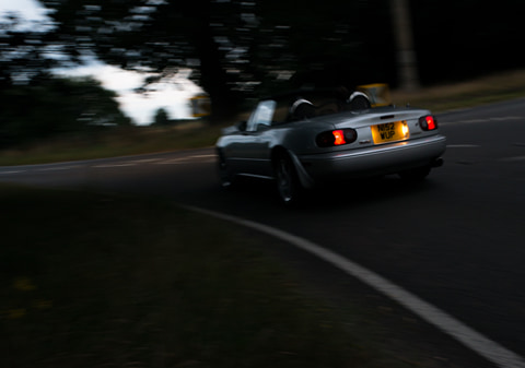 A photograph from a car photography session in Lowestoft, featured is a grey Mazda Eunos MX-5